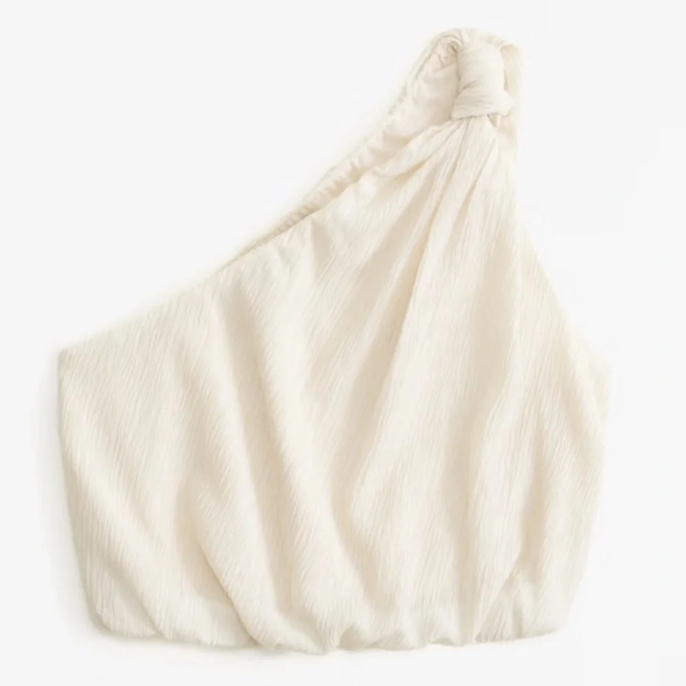 Abercrombie & Fitch Asymmetrical Crop Top One Shoulder Cream Color Small - Picture 2 of 6